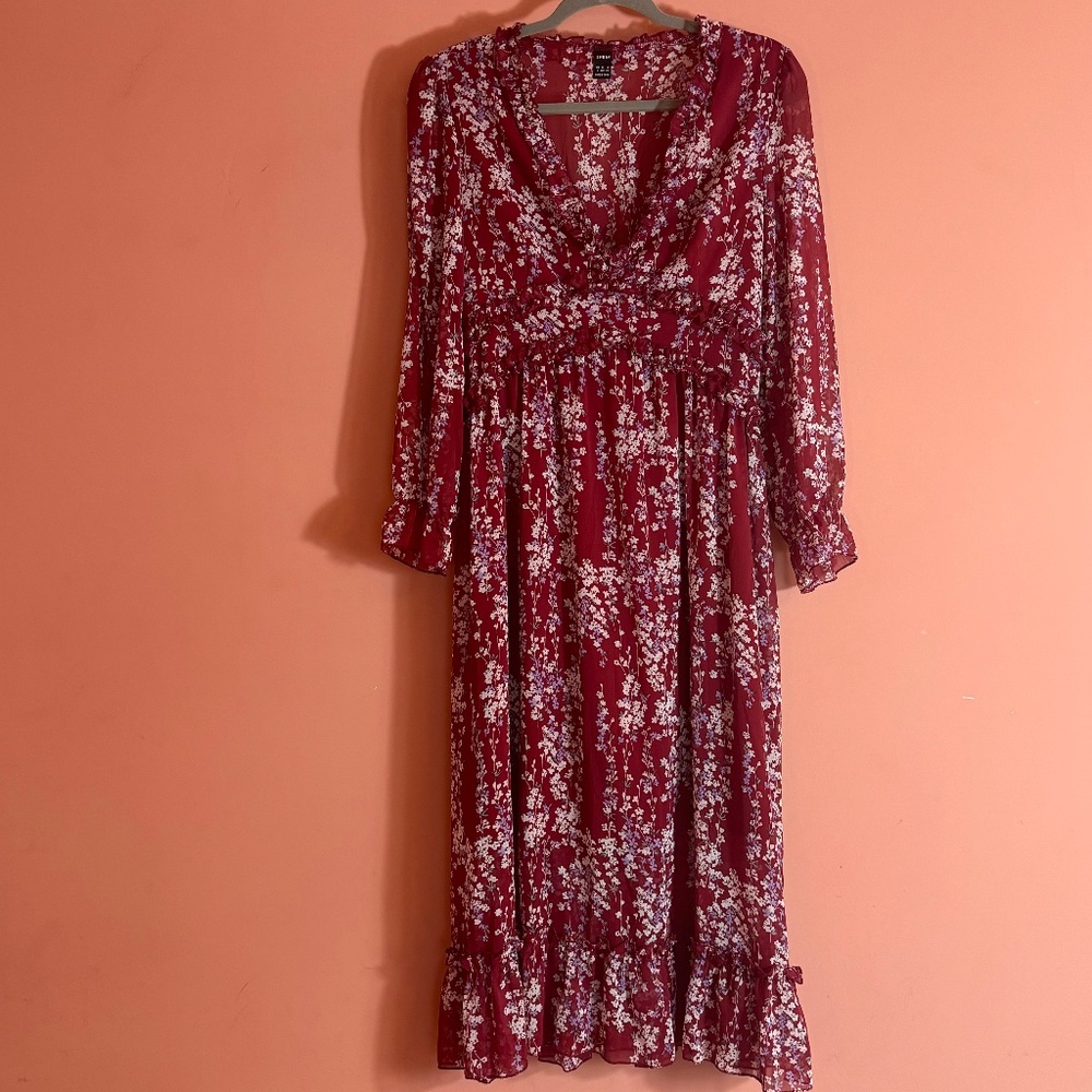 Multicolor V-Neck Boho Midi Dress